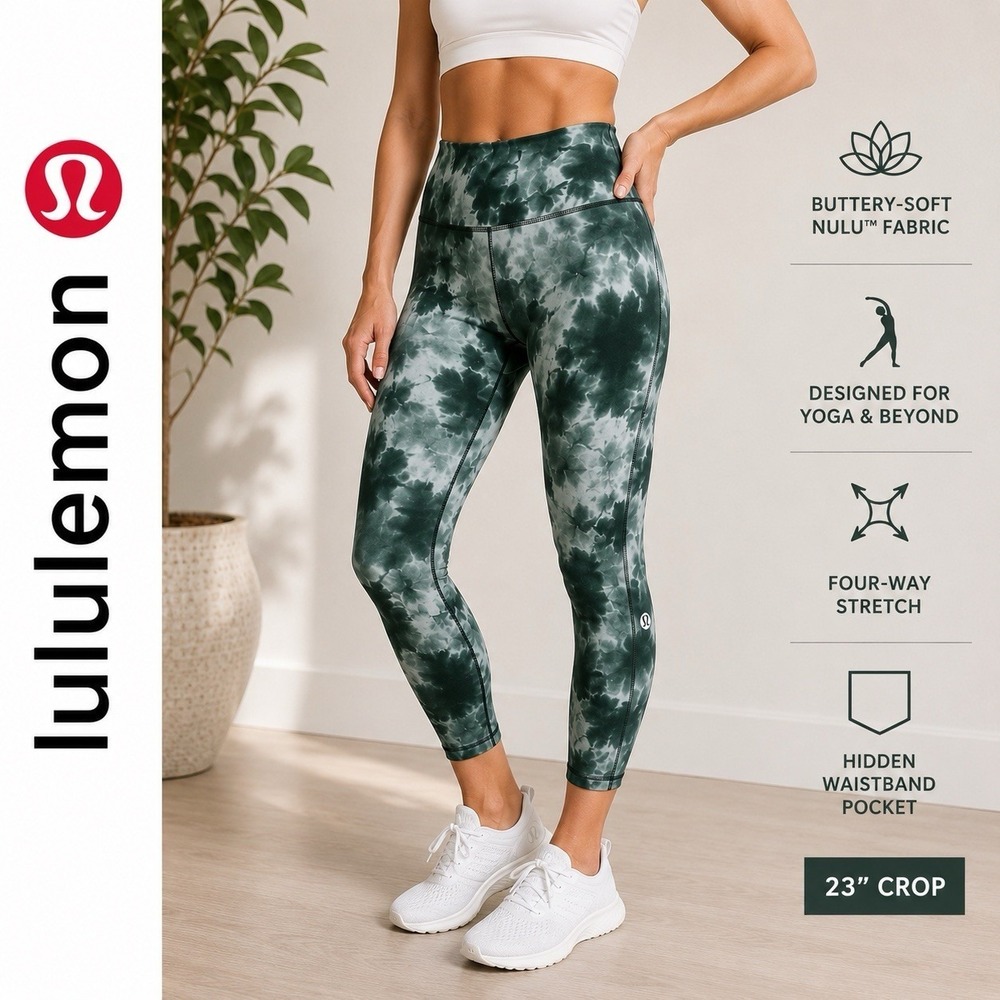 Lululemon‎ Align Leggings 23" Diamond Dye Green Size 4 High Rise Athleisure Gym